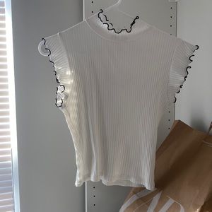 Zara white ruffle tank